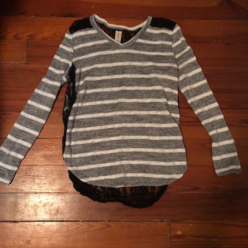 No Boundaries Long Sleeve Striped Shirt Lace Back